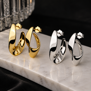 Pendientes de tuerca con forma de U irregulares para mujer, accesorios sencillos para el día a día - Product Image 3