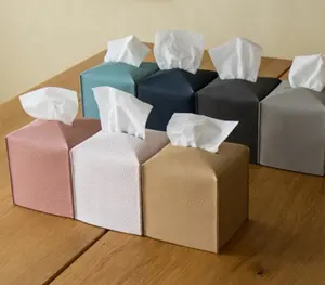 Pu Leer Vierkante Tissue Box Cover Servet Geval Houder Voor Thuis Office Decor Tissue Doos Opslag