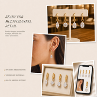 Ensemble de boucles d'oreilles pendantes Huggie en zircon transparent de quatre formes, bijoux fantaisie pour femmes, cadeaux pour femmes