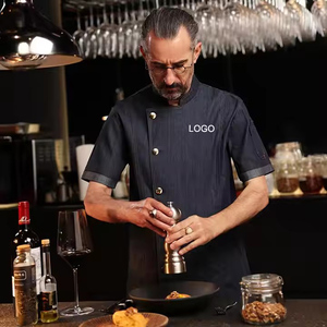 Venta al por mayor en línea restaurante italiano ropa de trabajo hombres verano caliente Casual cocina uniforme camisetas Hotel Chef - Product Image 6