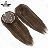 Topper Rambut Mono Ringan 6x6.5 Inch, Bernapas dan Tak Terlihat, untuk Wanita Berambut Tipis, Swiss Lace Mono Topper