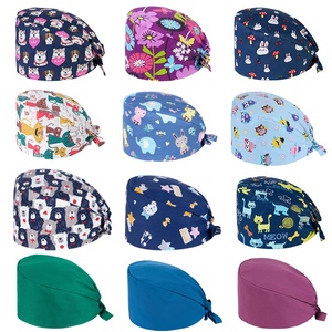 Nuevo Unisex gorro de algodón con estampado Floral absorbente para el sudor, botones, accesorios ajustables, gorros de <span class=keywords><strong>trabajo</strong></span> para salón de belleza, gorros - Product Image 5