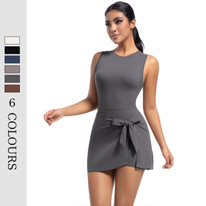 Nuevo estilo Cool Feeling <span class=keywords><strong>Tennis</strong></span> Falda Cuello redondo Diseño sin espalda con mallas Falda inferior adelgazante - Product Image 4