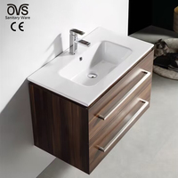 Lavabo de salle de bain en céramique rectangulaire blanc de luxe OVS CE à poser sous le meuble, à trou unique, en porcelaine à bord fin