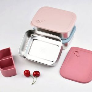 Leakproof Portable 304 Stainless Steel Divider Bento <b>Lunch</b> Box With 3 Compartments for Kids School <b>Set</b> BPA Free Eco-Friendly - Product Image 4