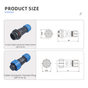 SP13 IP68 Waterdichte SP-serie Circulaire Kabelconnector <span class=keywords><strong>2</strong></span> <span class=keywords><strong>3</strong></span> 4 5 6 7 9-pins Mannelijke Vrouwelijke Elektrische Luchtvaartstekker voor Stroom - Product Image 2