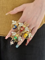 Bague élégante rétro sur le thème des abeilles et des insectes avec diverses couleurs pour cadeau d'anniversaire et fiançailles