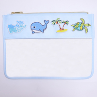 Keymay pochette de maquillage de voyage en nylon transparent pour collations sac cosmétique en PVC transparent pochette plate transparente classique sac en vinyle transparent