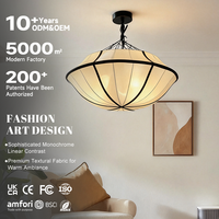Luminaire suspendu rétro français nordique Simple salon chambre salle à manger B & B salon de thé lampe suspendue lustre en tissu créatif