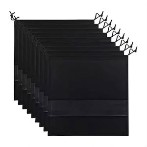 Sac à chaussures en tissu non tissé réutilisable, écologique, transparent, noir, avec cordon de serrage, logo personnalisé, designs personnalisés, petite taille, polyester durable - Product Image 1