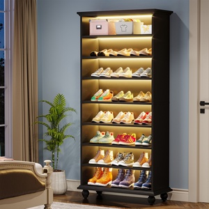 <span class=keywords><strong>Zapatero</strong></span> <span class=keywords><strong>Alto</strong></span> <span class=keywords><strong>y</strong></span> <span class=keywords><strong>Estrecho</strong></span> con Iluminación LED, 9 Niveles, Capacidad para 30 Pares, Mueble de Almacenamiento de Madera Independiente <span class=keywords><strong>y</strong></span> Convertible para el Hogar - Product Image 1