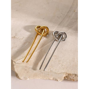 18K in acciaio inox ragazza moda fermacapelli accessori per ragazze donne forchetta per capelli 18k placcato oro nodo gioielli forcina per capelli - Product Image 5