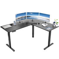 Bureau de direction à 3 pieds en forme de L, réglable en hauteur, assis à debout, électrique, réglable en hauteur