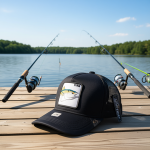 Casquette de camionneur Benile en tissu maillé, ajustable, unisexe, pour la pêche, décontractée, à 6 panneaux, avec broderie de thon sur le panneau avant - Product Image 2