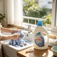 Deterjen Cair Sekali Pakai 2L Aroma Lavender Penghilang Noda untuk Pakaian OEM ODM Label Pribadi Pengiriman Cepat