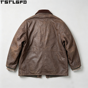 Oem Odm Waxed Cotton <b>Jacket</b> Corduroy Collar Vintage Distressed Brown Field <b>Jacket</b> Water Resistant Hunting Coat Bulk - Product Image 2