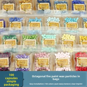 Perlas de Cera para Sellar Coloridas, Bolsa Pequeña de 35g, 100 Perlas, Cera para Sellar con Forma de Alien, para Bodas - Product Image 1