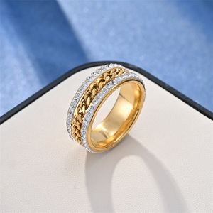 Anillo de acero inoxidable con diseño de mariposa y ojo de diablo, anillo de reloj, joyería unisex, regalo, anillo de moda en oro amarillo para mujeres y hombres - Product Image 4