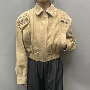 <span class=keywords><strong>Giacca</strong></span> Bomber Corta da <span class=keywords><strong>Donna</strong></span> di Tendenza in <span class=keywords><strong>Vera</strong></span> <span class=keywords><strong>Pelle</strong></span> Scamosciata con Orlo Aderente - Product Image 1