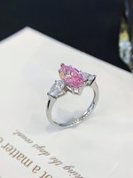 Bague de fiançailles et de mariage en or 18 carats avec trois pierres de moissanite rose marquise de 3,1 carats pour femme - Vente en gros