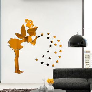 3D Fairy Little <b>Girl</b> <b>Wall</b> Decor Angel Magic Fairy Mirror <b>Wall</b> <b>Sticker</b> Home Decor Double-sided Adhesive Mirror <b>Stickers</b> for <b>Girls</b> - Product Image 3