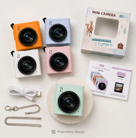 Kamera Mini Slow Motion 2.5K 64MP Layar IPS Persegi 1,4 Inci Zoom 16X Perekam Video Resolusi Tinggi untuk Fotografi Pelajar