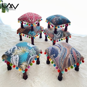 Exoticism Sofa Stool Wood Frame with Fabric Living Room Bedroom Ottoman square Stool Simple Home <strong>Small</strong> <strong>Footstool</strong> - Product Image 1