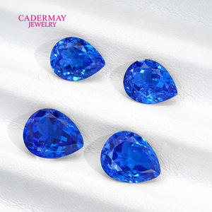 Cadermay Pear Cut Blue Synthetic Sapphire Loose Stone For Jewelry Making - Product Image 2
