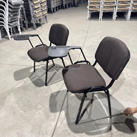 Chaise de conférence ergonomique rembourrée avec tablette d'écriture, chaise visiteur empilable à structure métallique pour réunions de bureau, formations et événements