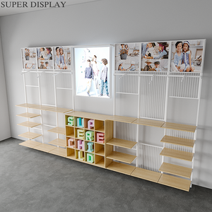 חם מכירה חנות ניידת תצוגה רהיטים ילדים של מתכת מדפי קיר עץ לילדים בגדים וצעצועים חנות קמעונאית מדפים - Product Image 2