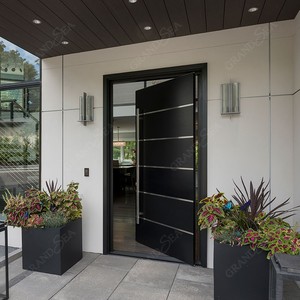 Porta d'Ingresso Pivot di Lusso dal Design Italiano per Villa, Porta d'Entrata Frontale di Sicurezza Girevole in Alluminio Nero - Product Image 6