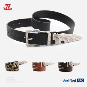 Ceinture unisexe à boucle léopard et sirène, ensemble de <span class=keywords><strong>3</strong></span> pièces, ceinture en cuir western élégante pour hommes et femmes, polyvalente pour les jeans - Product Image 2