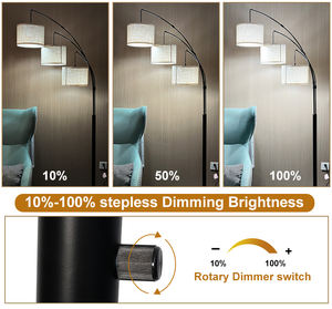 Lámpara de Pie Moderna con 3 Bombillas LED, Poste Metálico Giratorio, Interruptor Rotatorio, Base Resistente, Diseño de Mediados de Siglo, Alto CRI 90, Regulable, para Sala de Estar - Product Image 2