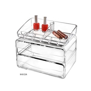 Acrílico transparente escritorio organización maquillaje organizador del soporte de exhibición <span class=keywords><strong>2</strong></span> cajones de cosméticos caja de almacenamiento - Product Image 1