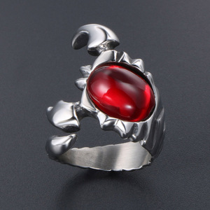 Scorpio Insect <b>Ring</b> Men's <b>Titanium</b> Steel Blue Stone Bezel Setting Gift Jewelry SA426 - Product Image 2