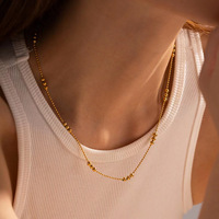 Collier de perles sportif en acier inoxydable pour femme, design empilable avec entretoises, chaîne de longueur ras-du-cou d'inspiration coréenne