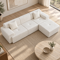 QINUO Vakuumkomprimiertes L-förmiges Sofa-Set mit Chaiselongue, modulares Ecksofa aus Stoff, rollverpackt im Karton
