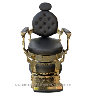 Muebles de <span class=keywords><strong>Barber</strong></span>ía y Equipo de Salón, Silla de <span class=keywords><strong>Barber</strong></span>ía Profesional de Cuero Sintético con Base Dorada para <span class=keywords><strong>Barber</strong></span>ías - Product Image 4