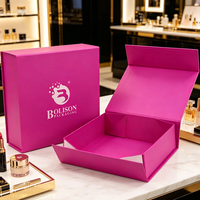 Boîte en papier rigide pour cosmétiques, emballage écologique pliable, impression personnalisée, laminage mat, gaufrage, parfum, magenta