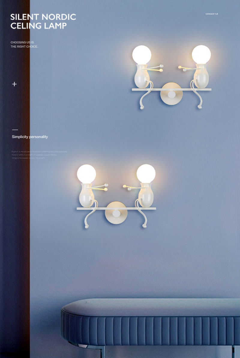 BLUEKING wholesale Art Antique Nordic Vintage Black Iron indoor Wall sconces light  E27 Bulb Simple bedroom lamp