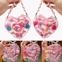Ensemble de 9 accessoires pour cheveux pour enfants, cadeau princesse, pinces à cheveux, colliers, bracelets, bagues, bijoux avec sac à main