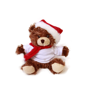 Ours en peluche de Noël à sublimation avec bonnet de Père Noël, animal en peluche personnalisé imprimé pour cadeau d'enfant
