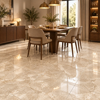 Carreaux de sol de luxe en porcelaine beige veinée marbrée 60x60 pour projets résidentiels et commerciaux