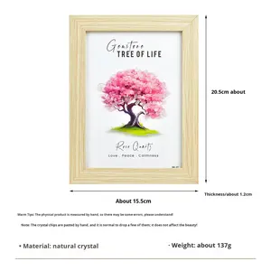 Marco de Fotos de Árbol de la Vida con Piedras Preciosas Hechas a Mano al por Mayor |   Piedras Curativas de Cristal Auténtico (Amatista, <span class=keywords><strong>Cuarzo</strong></span> <span class=keywords><strong>Rosa</strong></span>) |   Arte Mural <span class=keywords><strong>Espiritual</strong></span> en 3D - Product Image 4