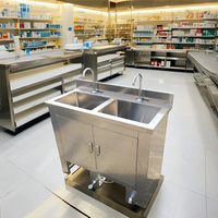 Évier chirurgical à pédale en acier inoxydable, équipement de salle blanche, lavage des mains médical et chirurgical, mobilier chirurgical portable