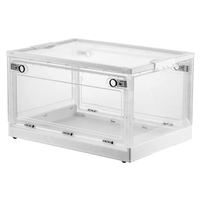 Boîtes de rangement empilables transparentes avec couvercles, cubes de rangement pliables avec roulettes, conteneurs de rangement en plastique avec doubles portes