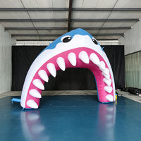 Arche gonflable en forme de bouche de requin, arche gonflable de dessin animé, entrée personnalisée pour publicité, événement extérieur, décoration de fête sur le thème de l'océan