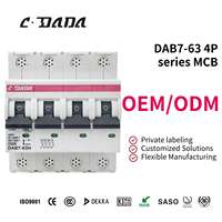 Disjoncteur miniature DAB7-63 4P fabriqué en Chine pour 250V, capacité de coupure nominale de 4,5KA