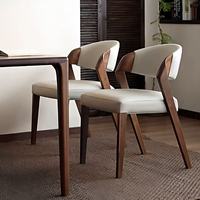 Chaise de salle à manger en bois massif nordique avec revêtement en cuir, écologique, entièrement assemblée pour une utilisation domestique polyvalente