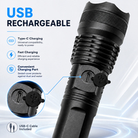 Lampe torche laser blanche zoomable 10W, 5 modes SOS, batterie 1500mAh 18650, rechargeable Type-C, en aluminium aéronautique, pour extérieur